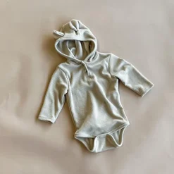 Bear hoodie Baby Bodysuit | Beige
